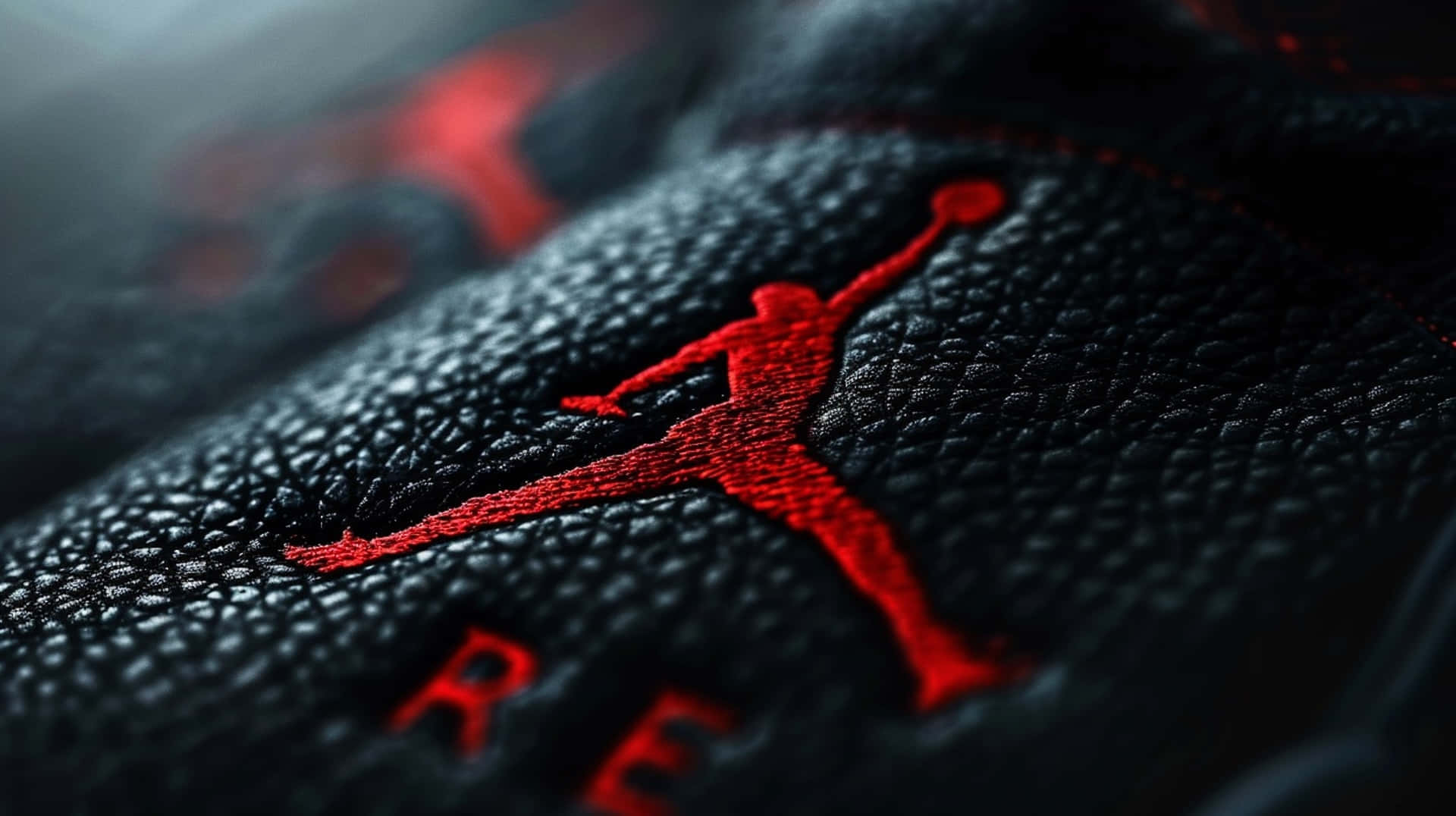 Red Jumpman Logo Embossed Leather Wallpaper