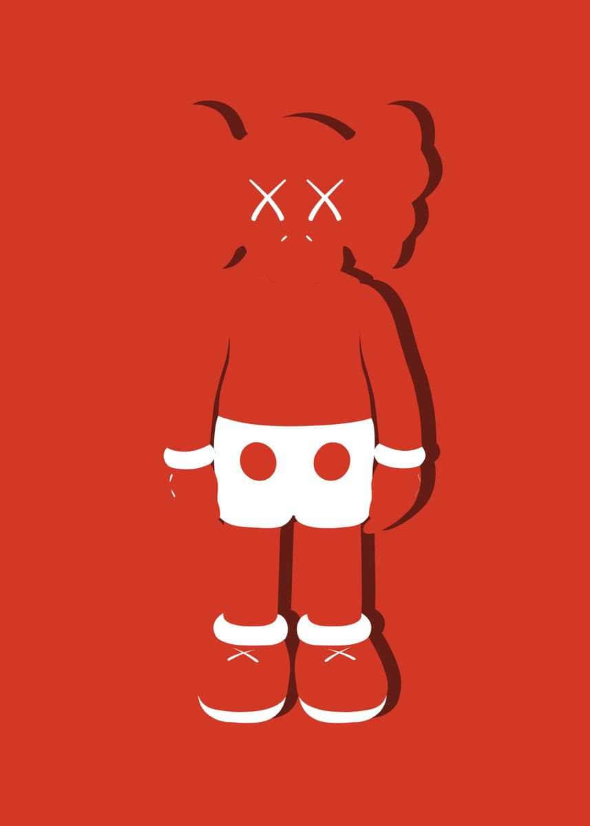 Red Kaws Character Artwork Wallpaper