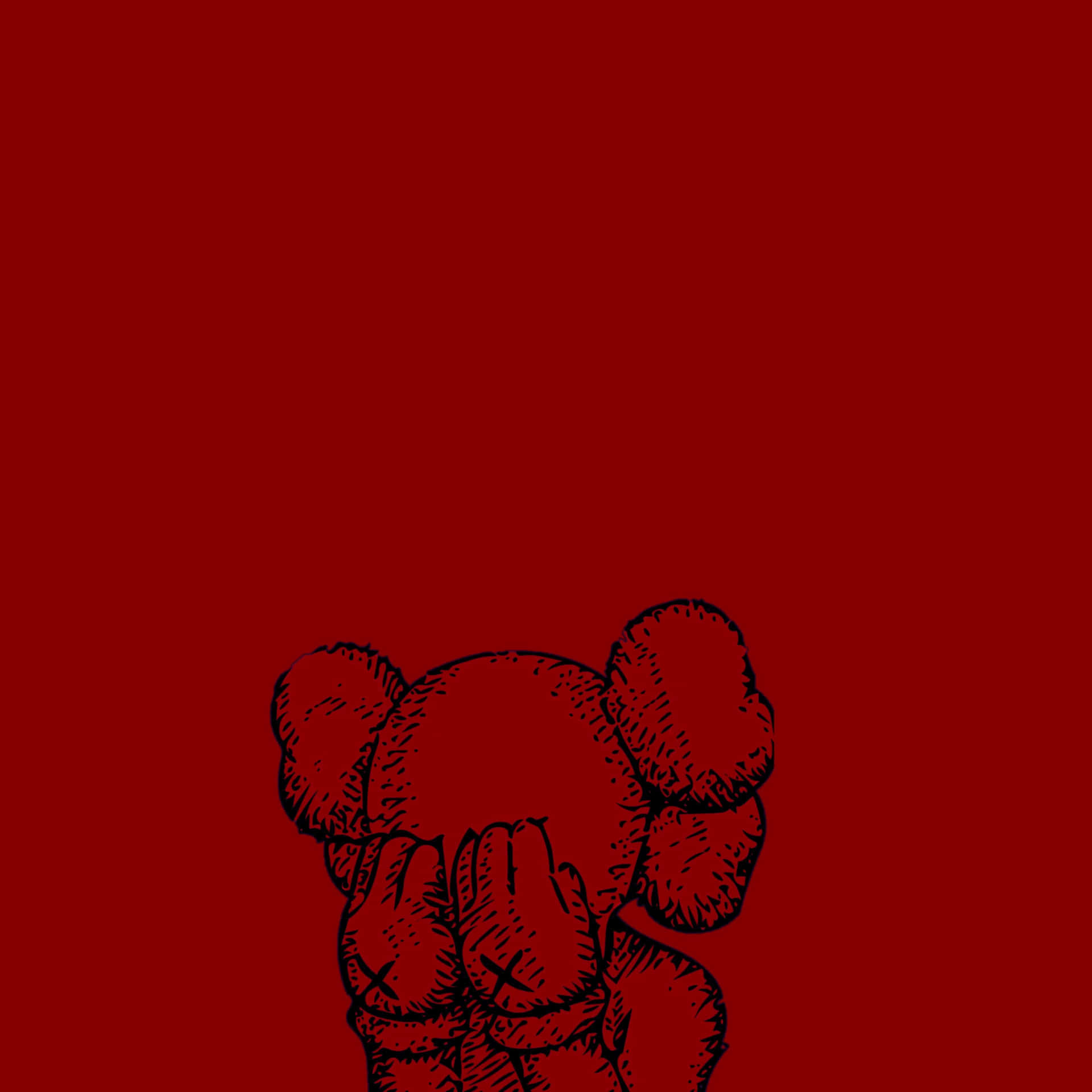 Red Kaws Character Covering Face Wallpaper