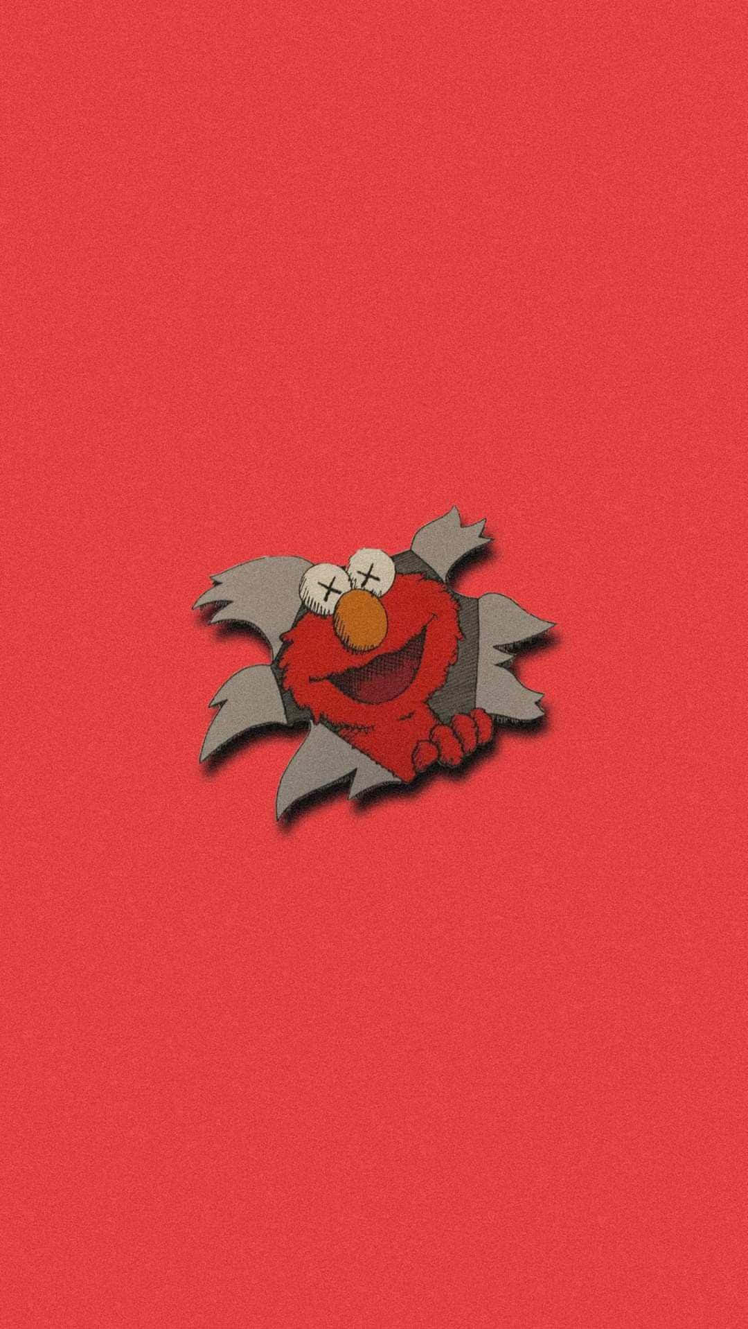 Download Red Kaws Elmo Breakthrough Wallpaper | Wallpapers.com