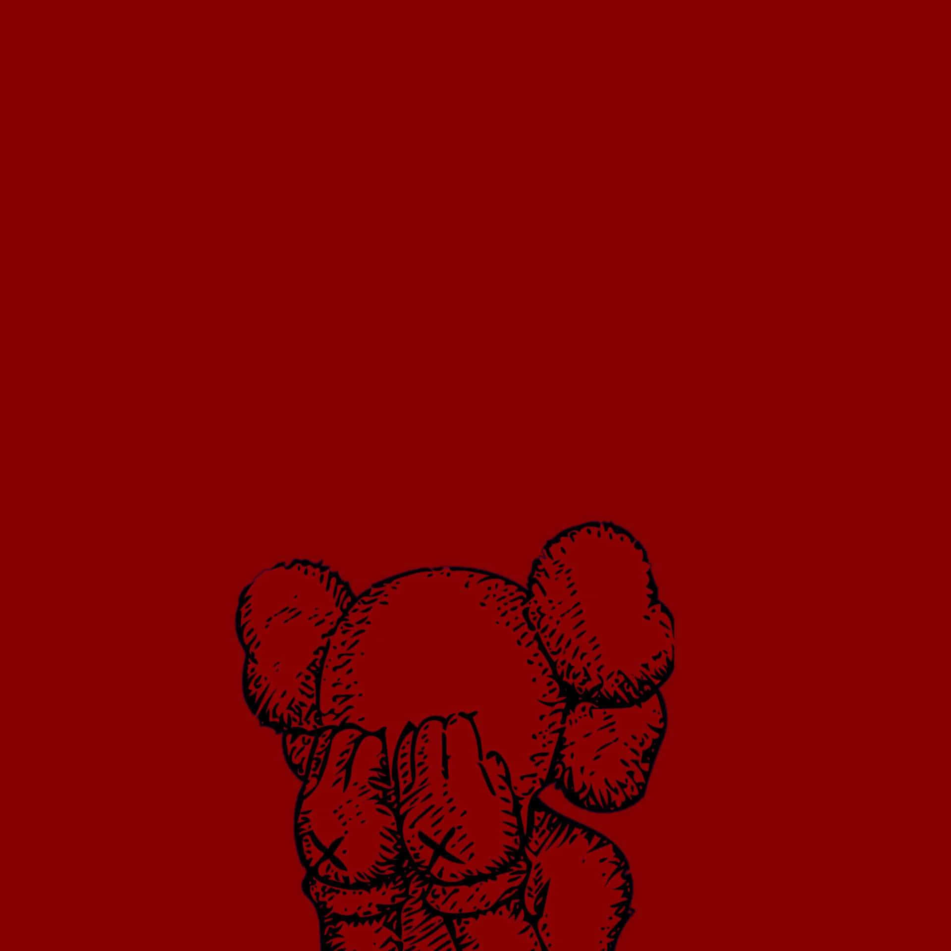 Red Kaws Figure Artwork Wallpaper