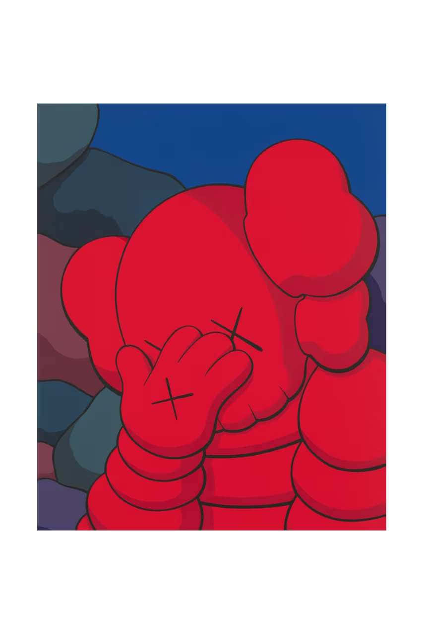 Red Kaws Figure Artwork Wallpaper