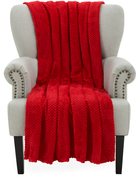 Red Knitted Throw Blanketon Chair PNG