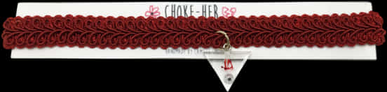 Red Lace Chokerwith Triangle Pendant PNG