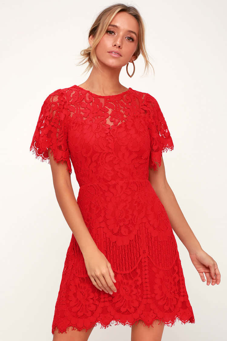 Elegant Red Lace Dress Wallpaper