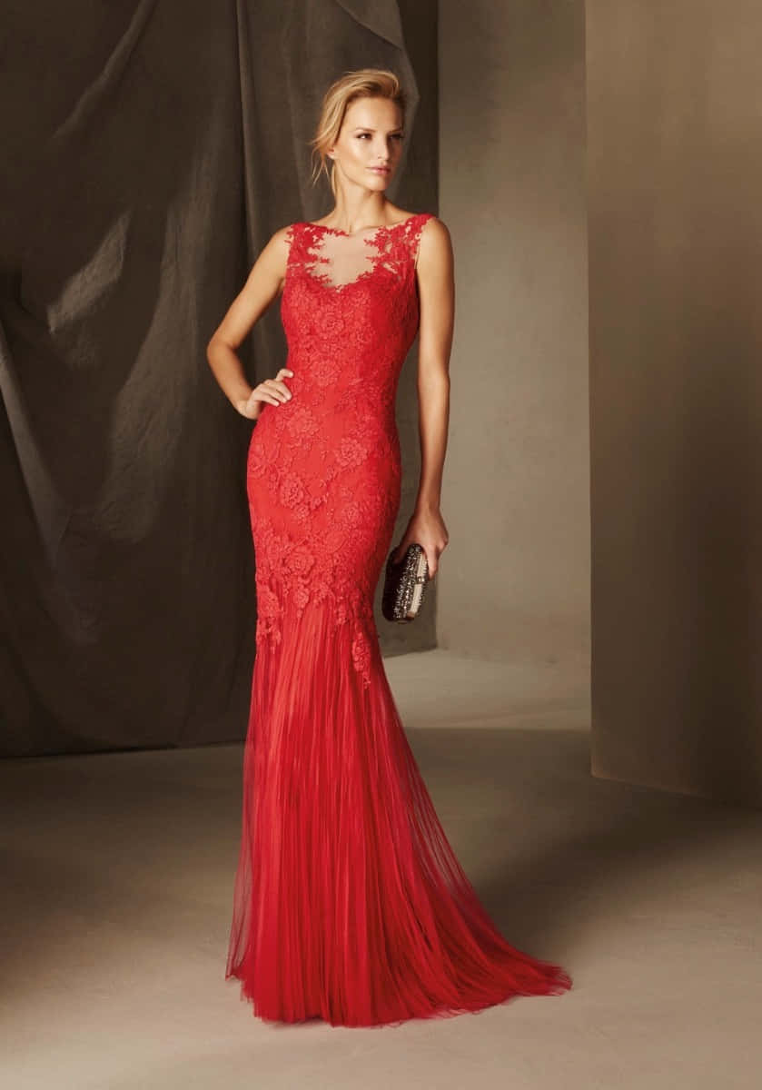 Elegant Red Lace Dress Wallpaper