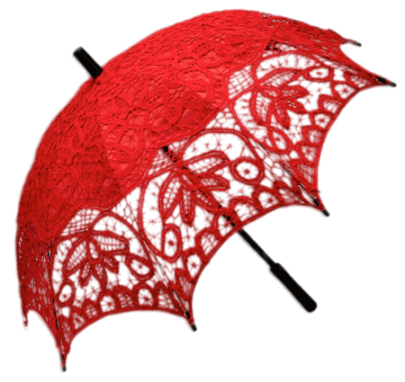 Red Lace Umbrella Black Background PNG