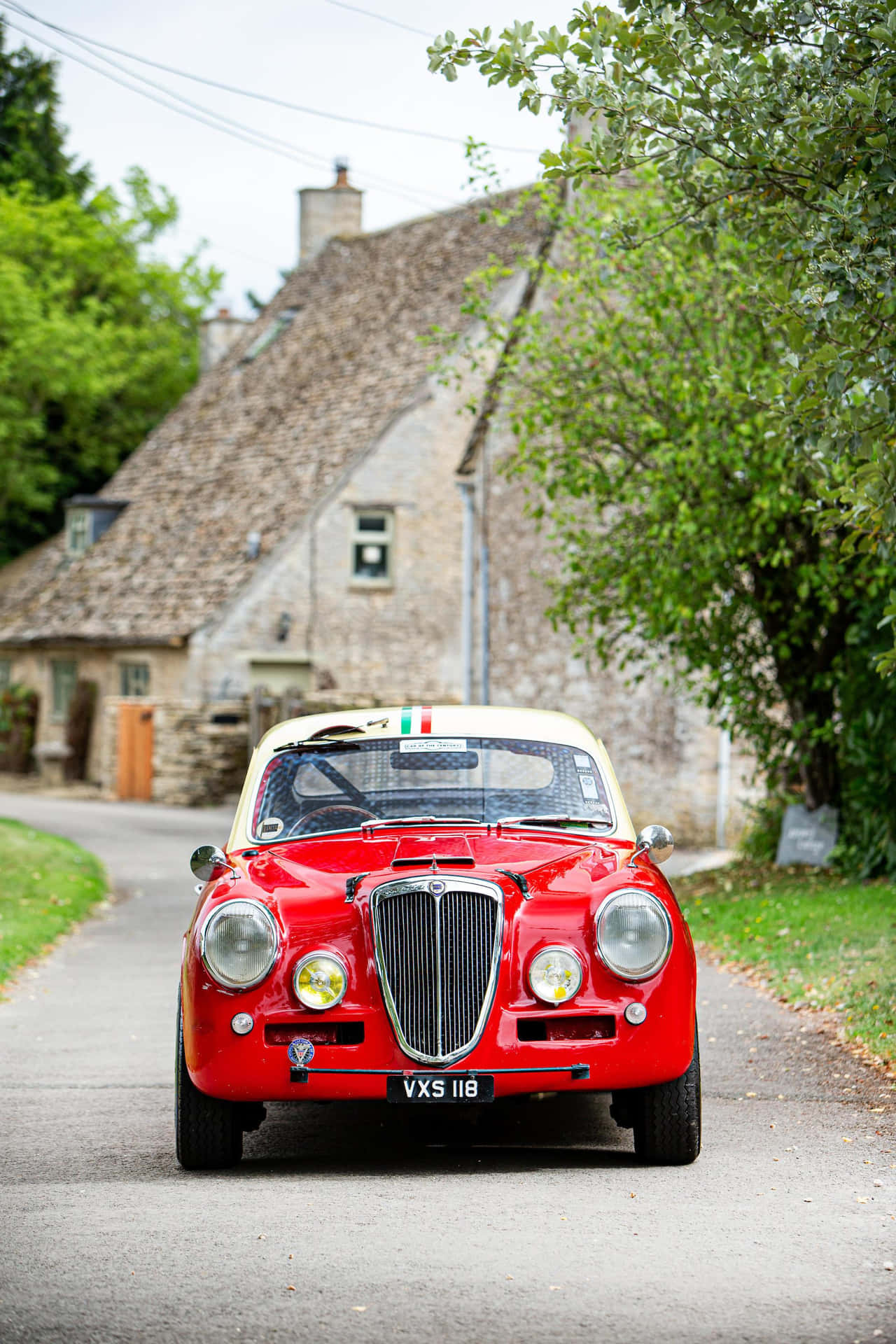 Rode Lancia Aprilia Vintage Auto Achtergrond