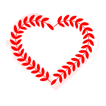 Red Laurel Heart Design PNG