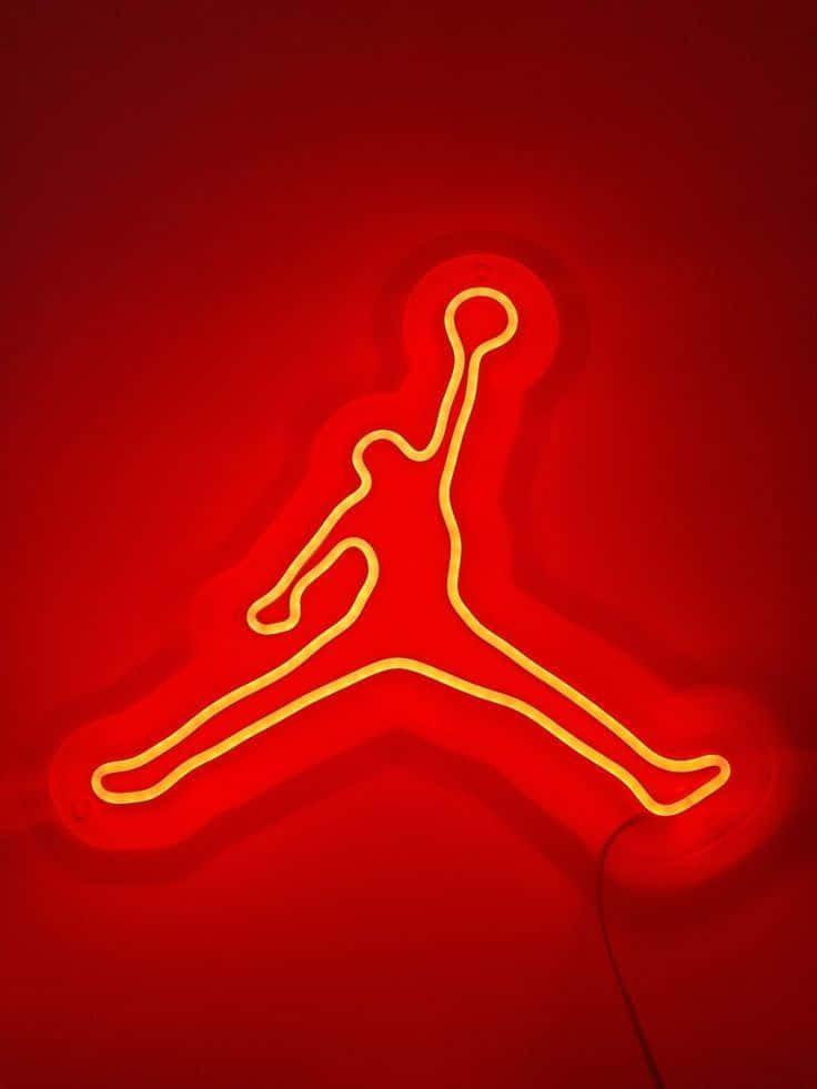 Neonröd Led Jordan-logotyp. Wallpaper