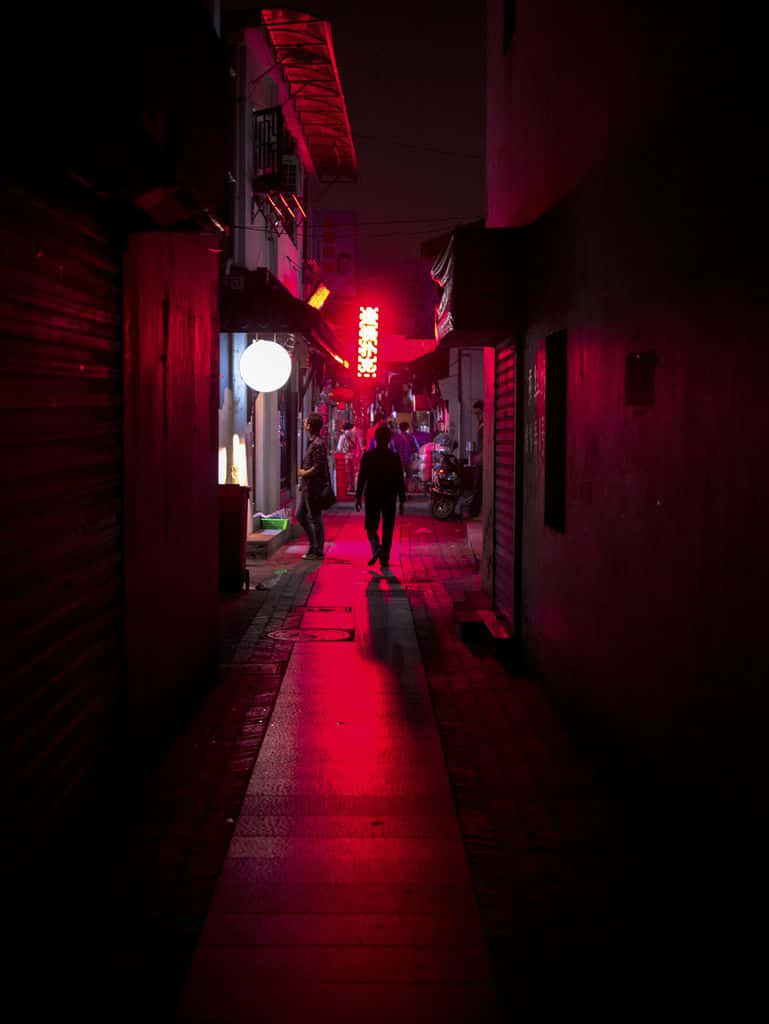 Vibrant nightlife at the Red Light District Wallpaper