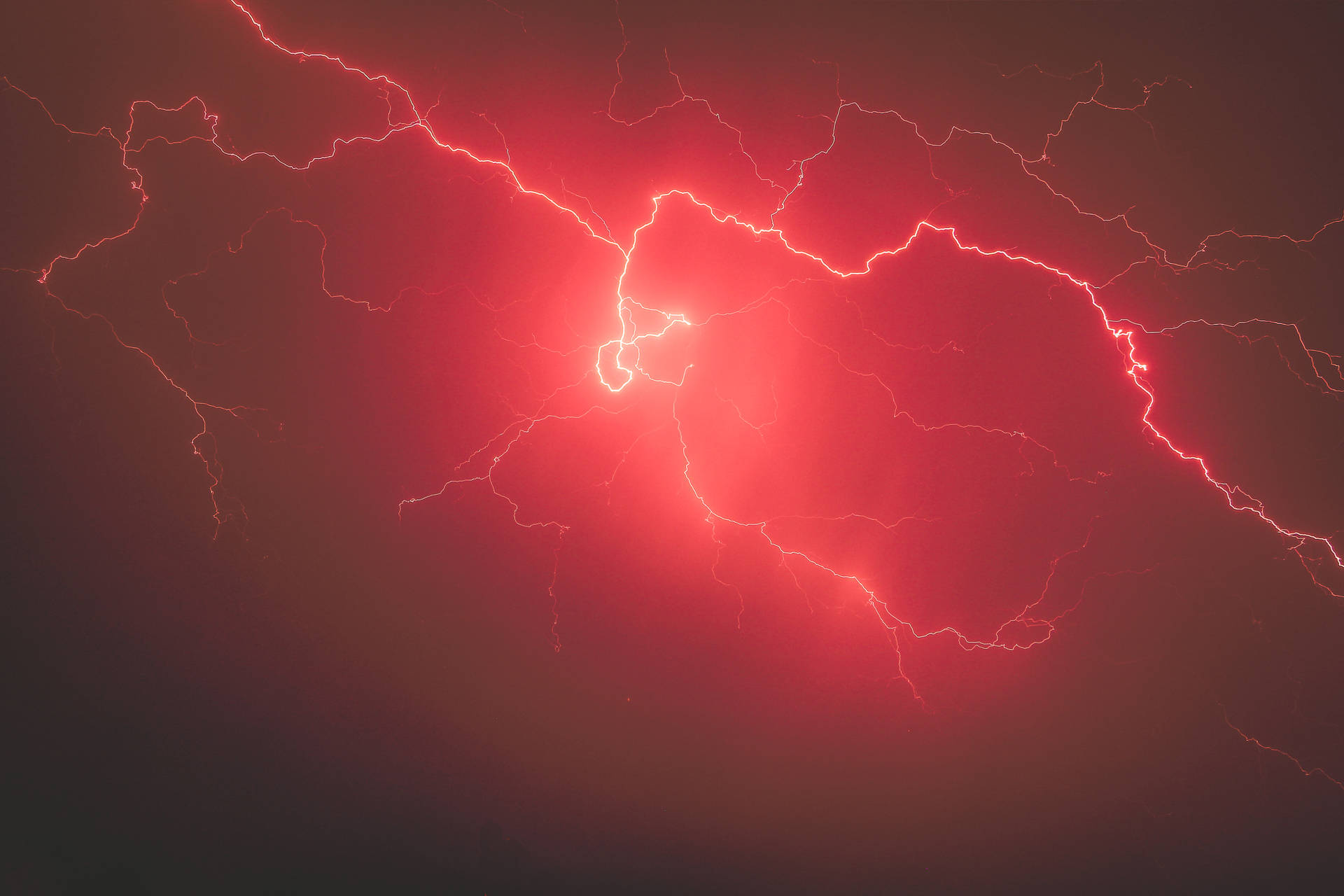 "A Powerful Display of Red Lightning" Wallpaper