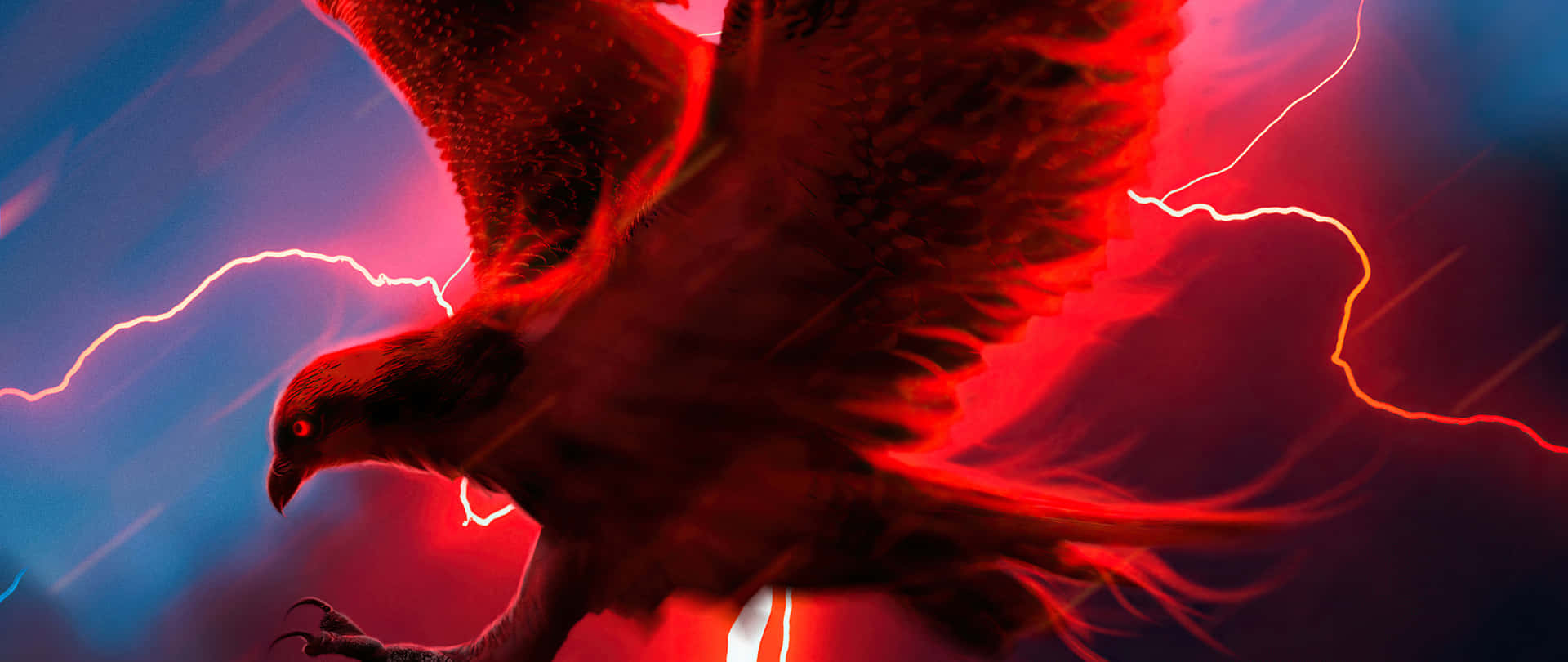 En rød ørn der flyver i himlen med lyn Wallpaper