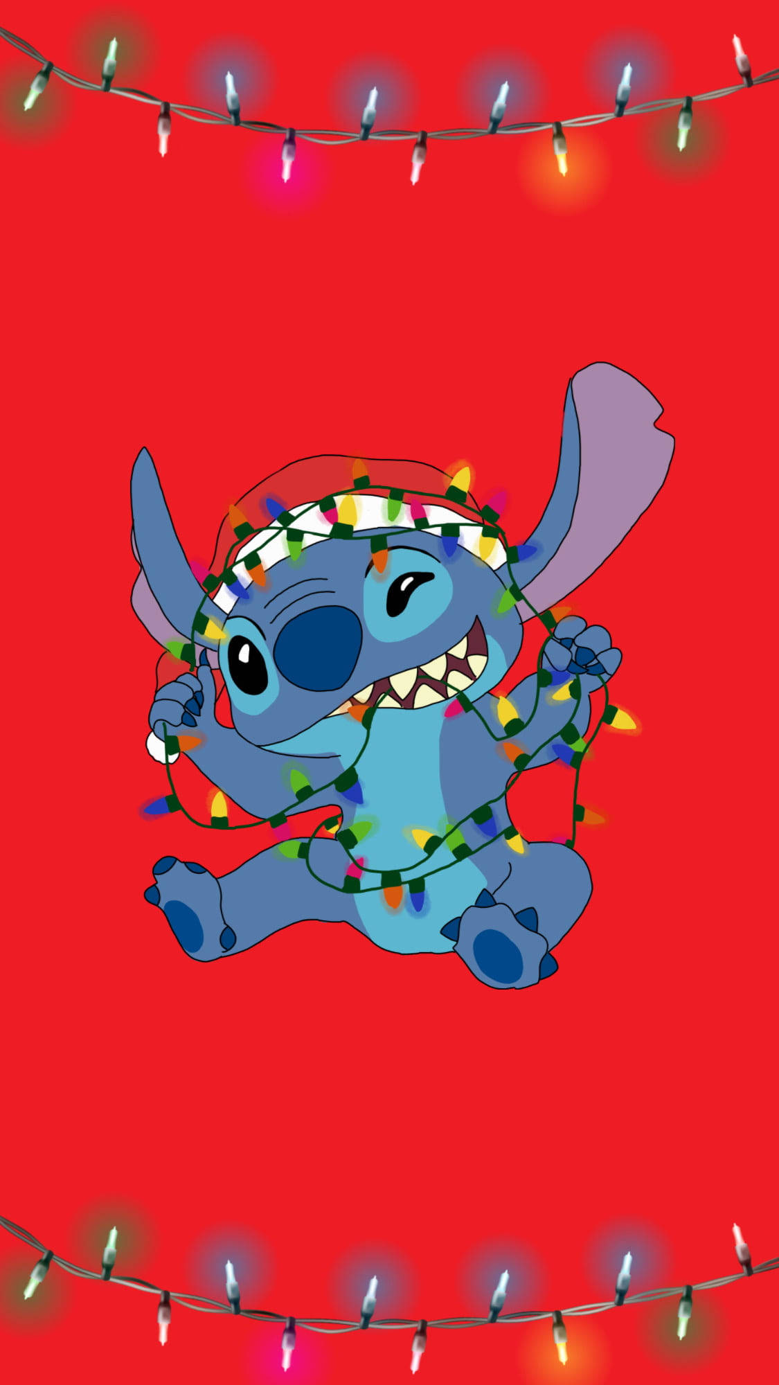 Red Lilo And Stitch Iphone Christmas Wallpaper