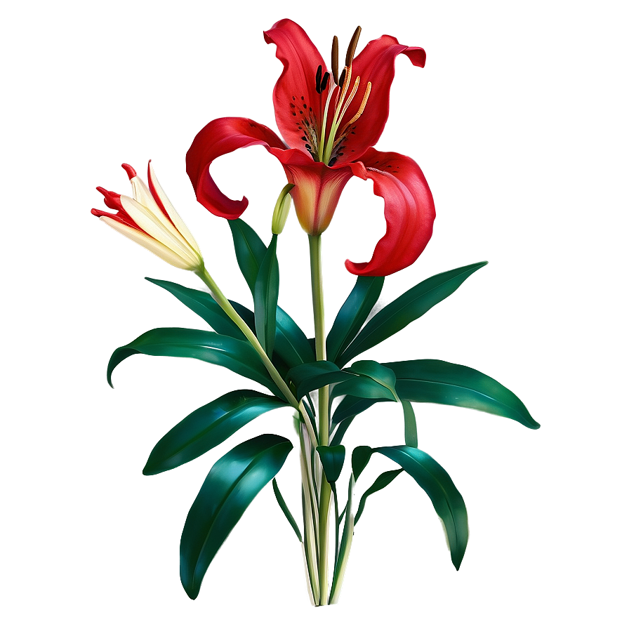 Red Lily Flower Png Dew29 PNG
