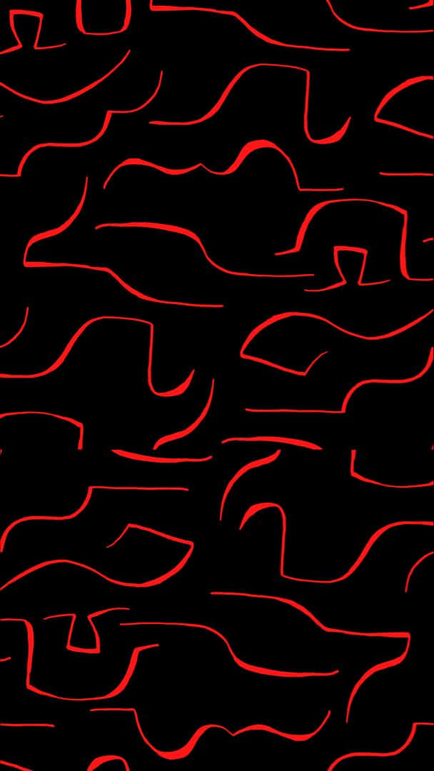 a red and black pattern with a lot of lines Wallpaper