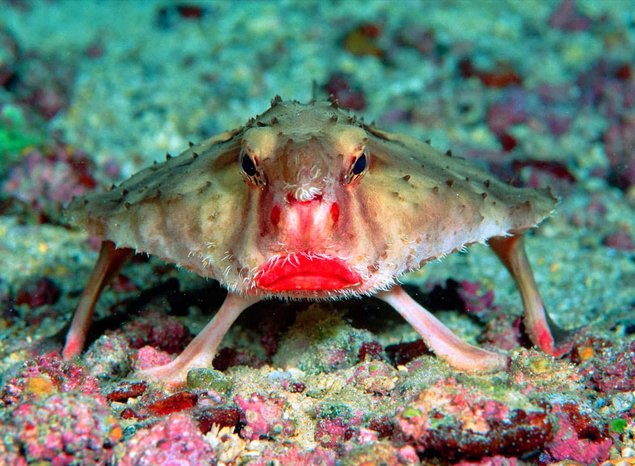 Red Lipped Batfish Underwater Wallpaper