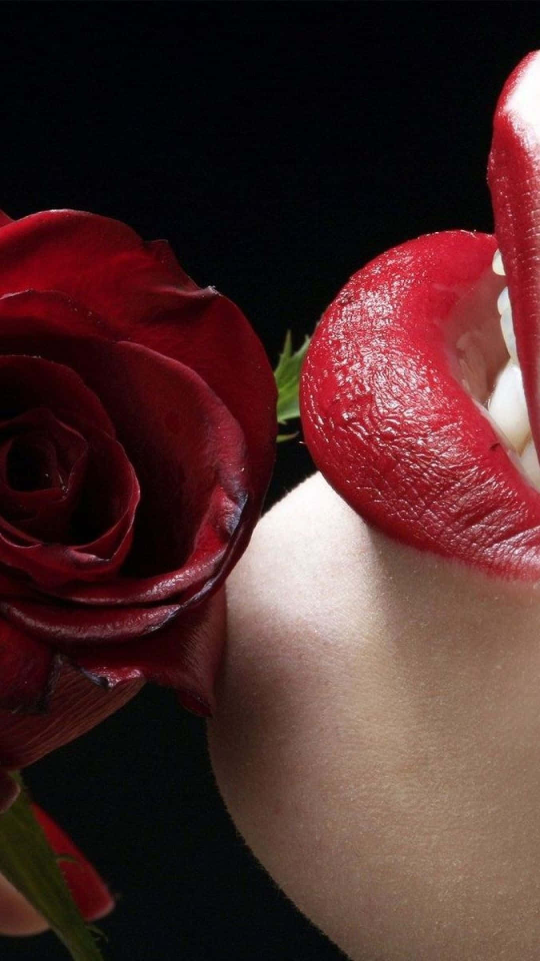 A Bold Red Lips Closeup Wallpaper