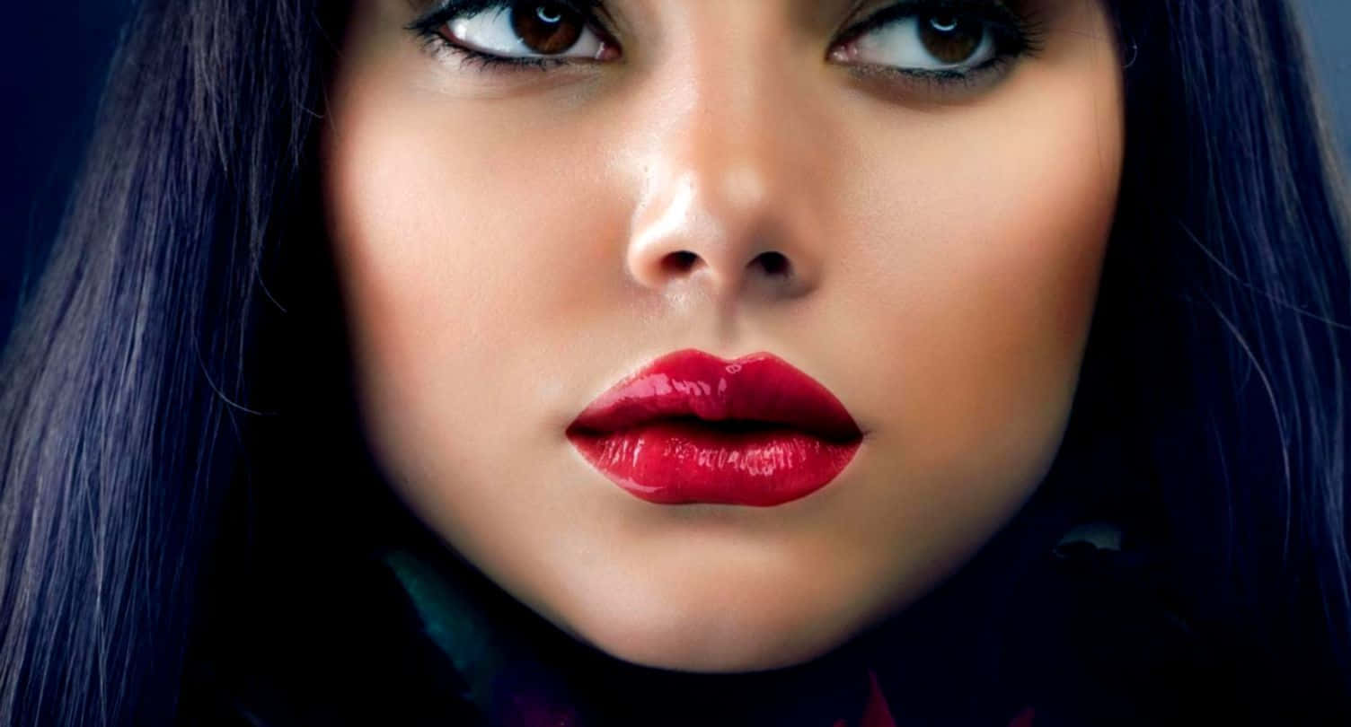 Striking Red Lips Close-up Wallpaper