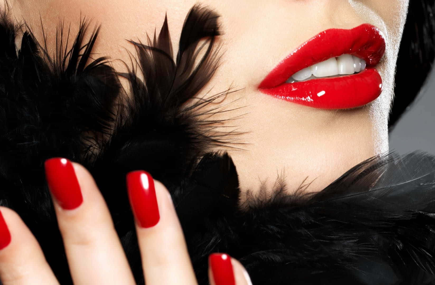 Striking Red Lips in High Definition Wallpaper