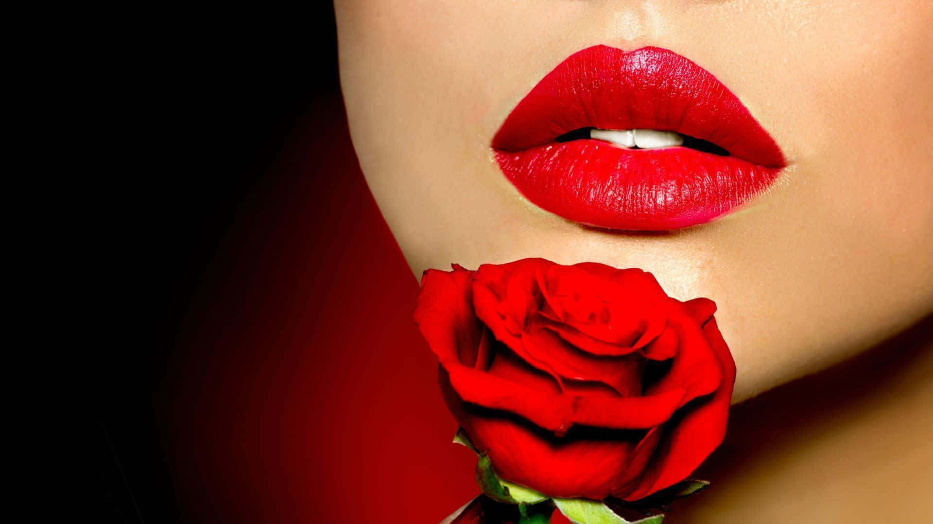 Captivating Red Lips on a High Definition Background Wallpaper