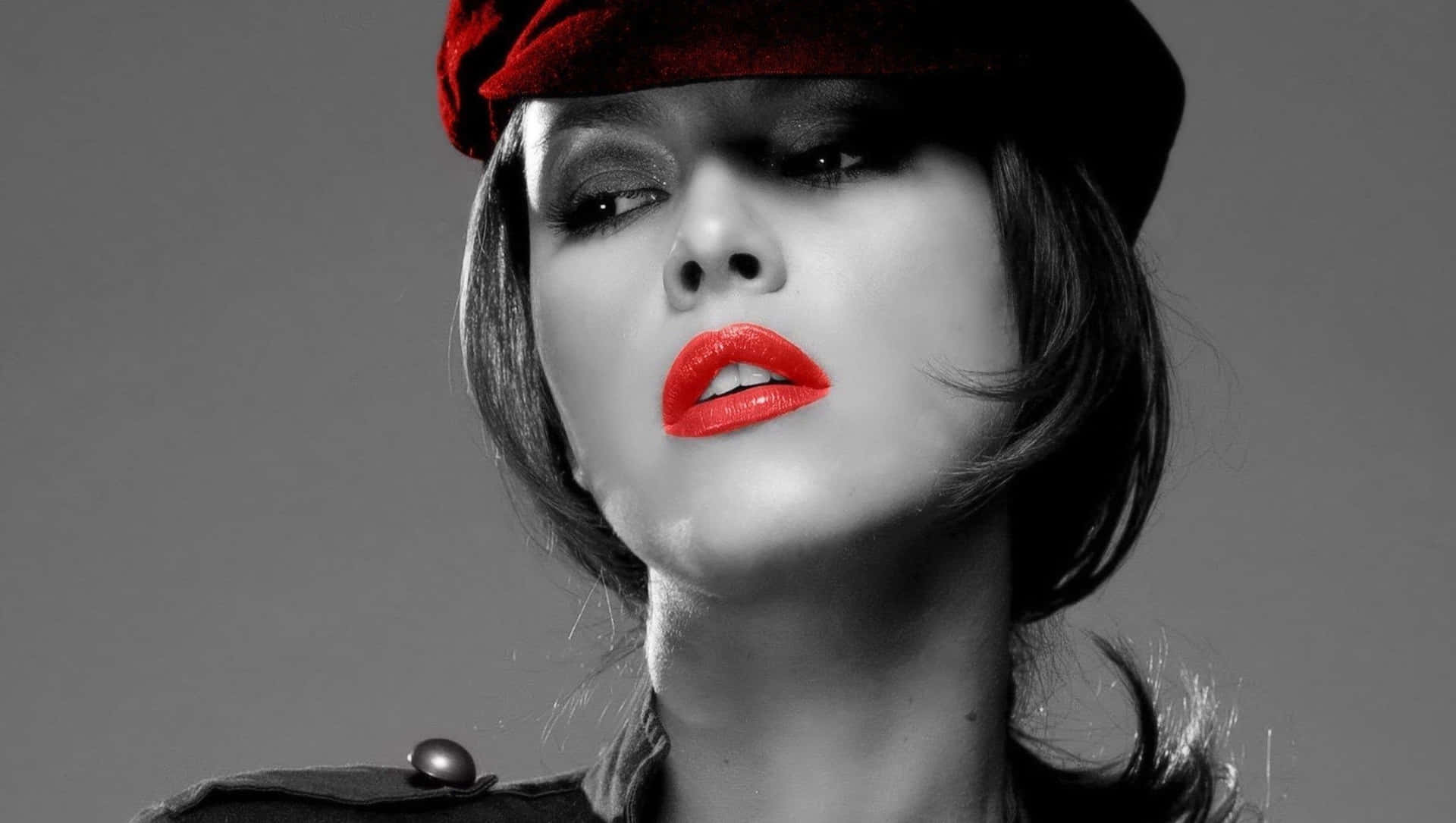 Bold Red Lips on a Stunning Face Wallpaper