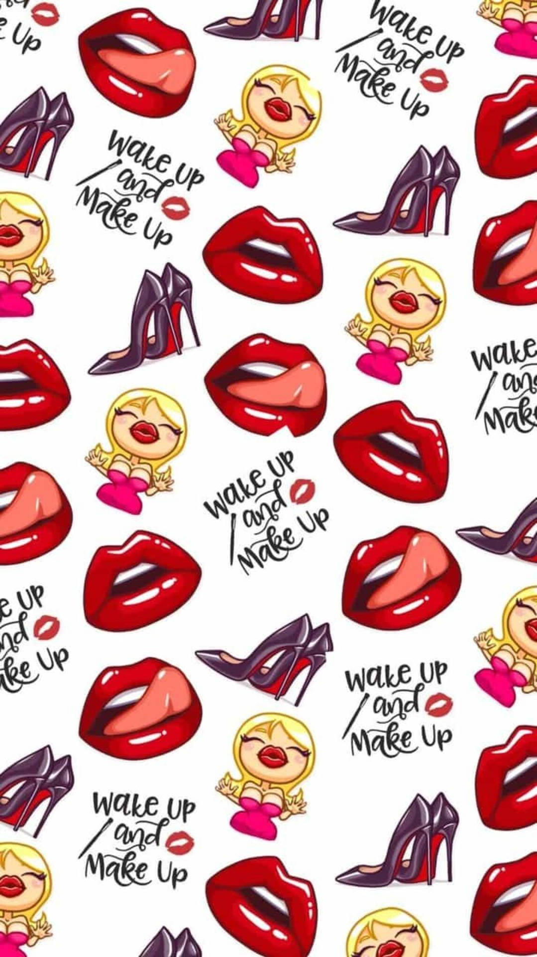 Red Lips Fashion Quote Background