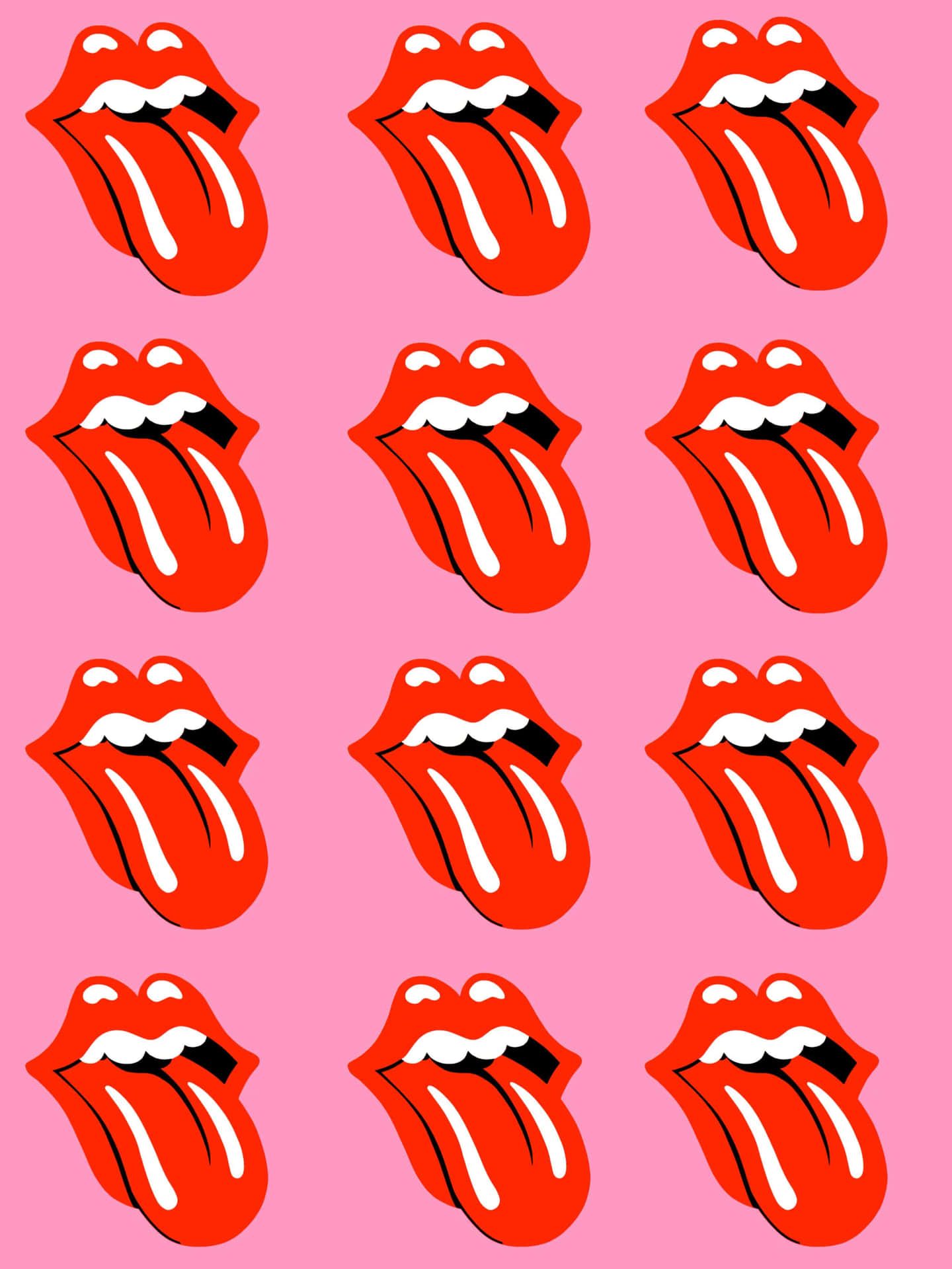 Red Lips Pattern Pink Background Wallpaper