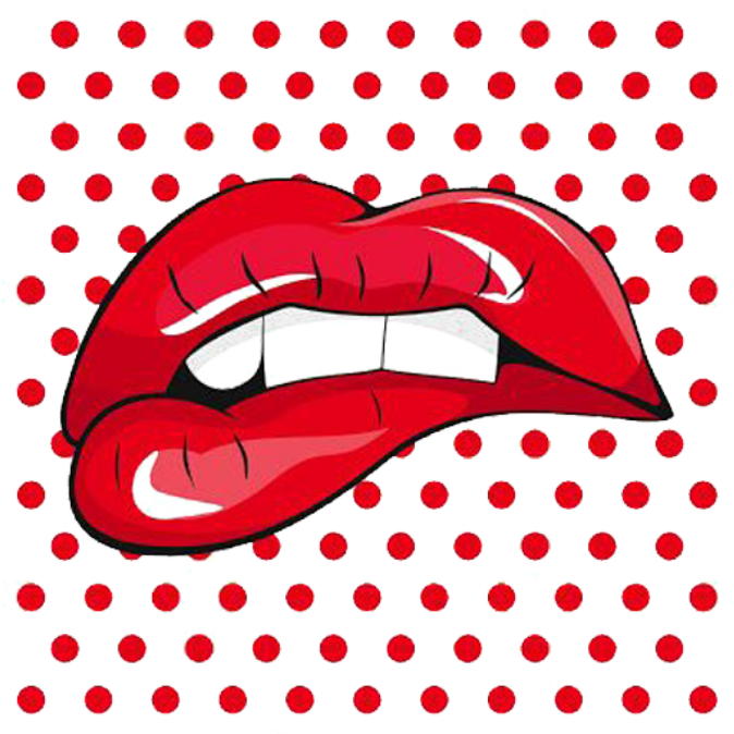 Red Lips Pop Art Background PNG
