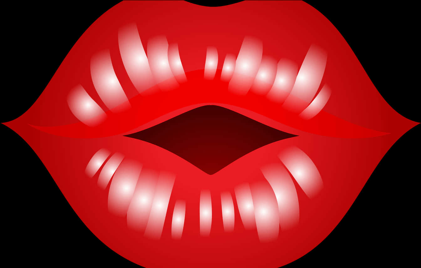 Red Lips Shining Teeth Graphic PNG