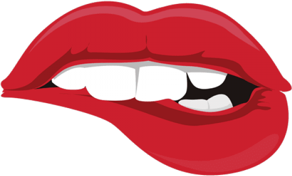 Red Lips Teeth Cartoon Illustration PNG