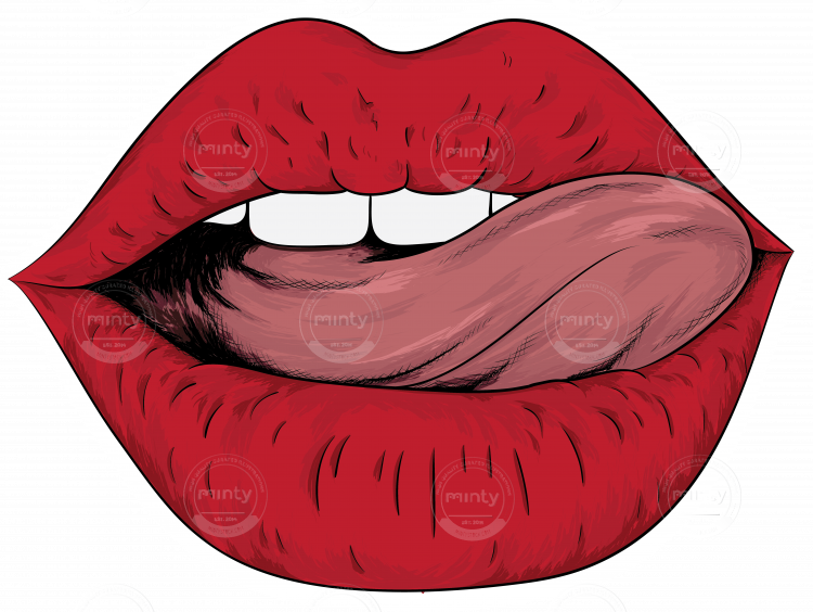 Red Lips Tongue Out Illustration PNG