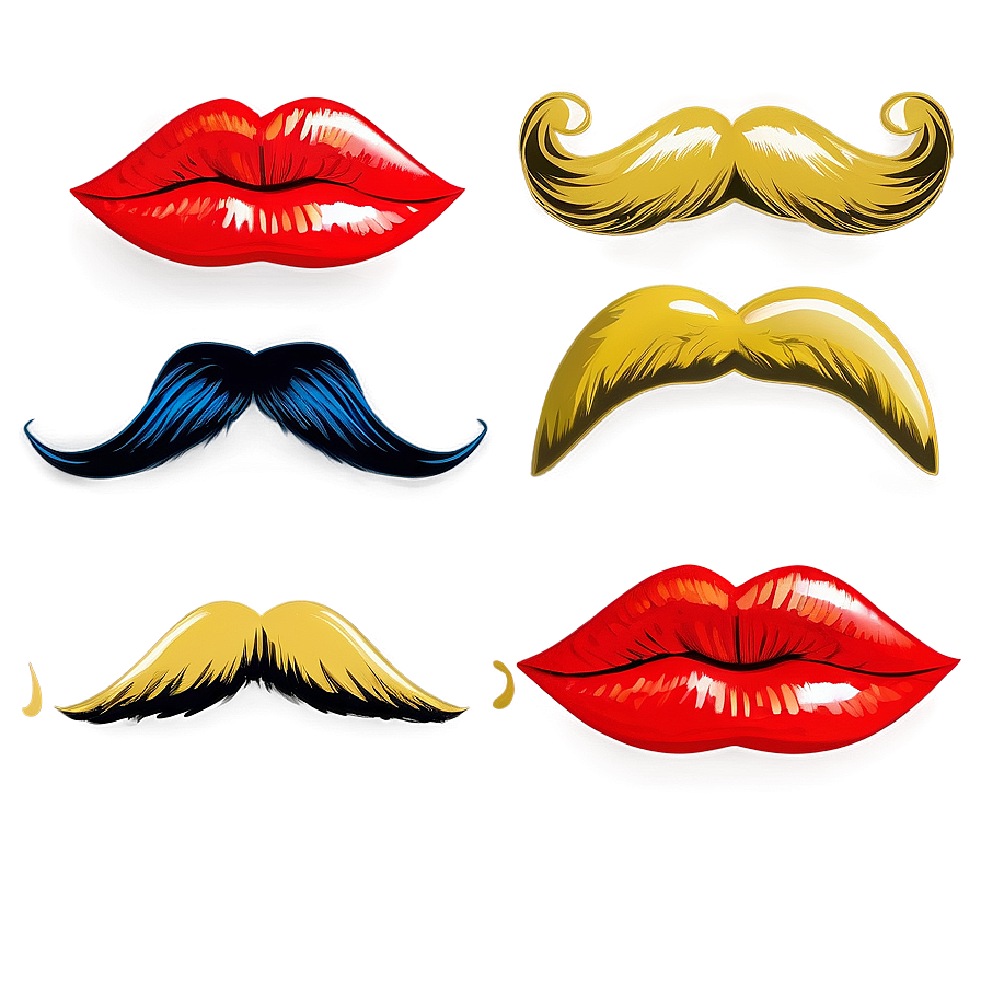 Red Lips With Mustache Png Icd93 PNG
