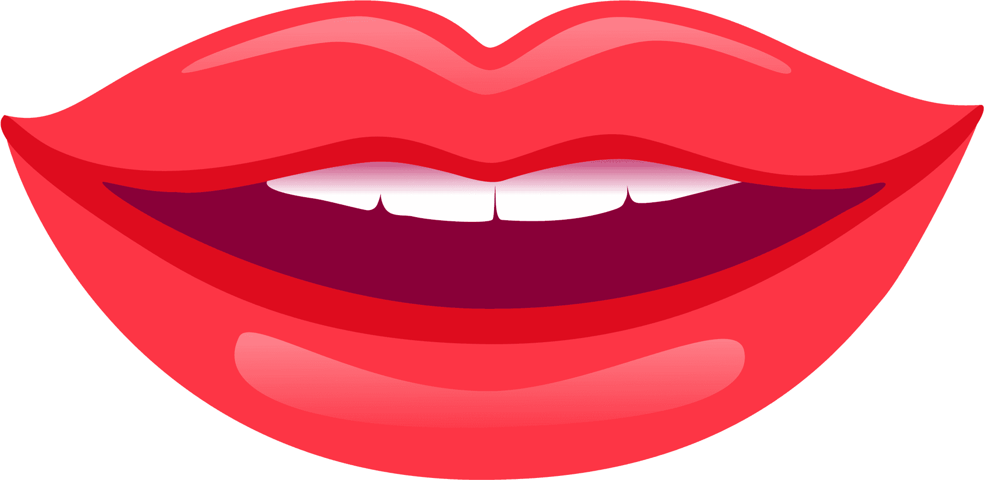 Red Lipstick Smiling Mouth Illustration PNG