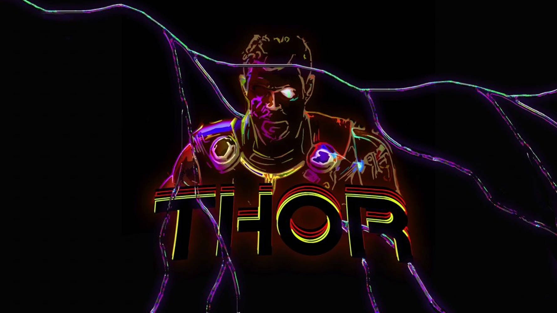 Red Lit Superhero Thor Stormbreaker Vector Art Background