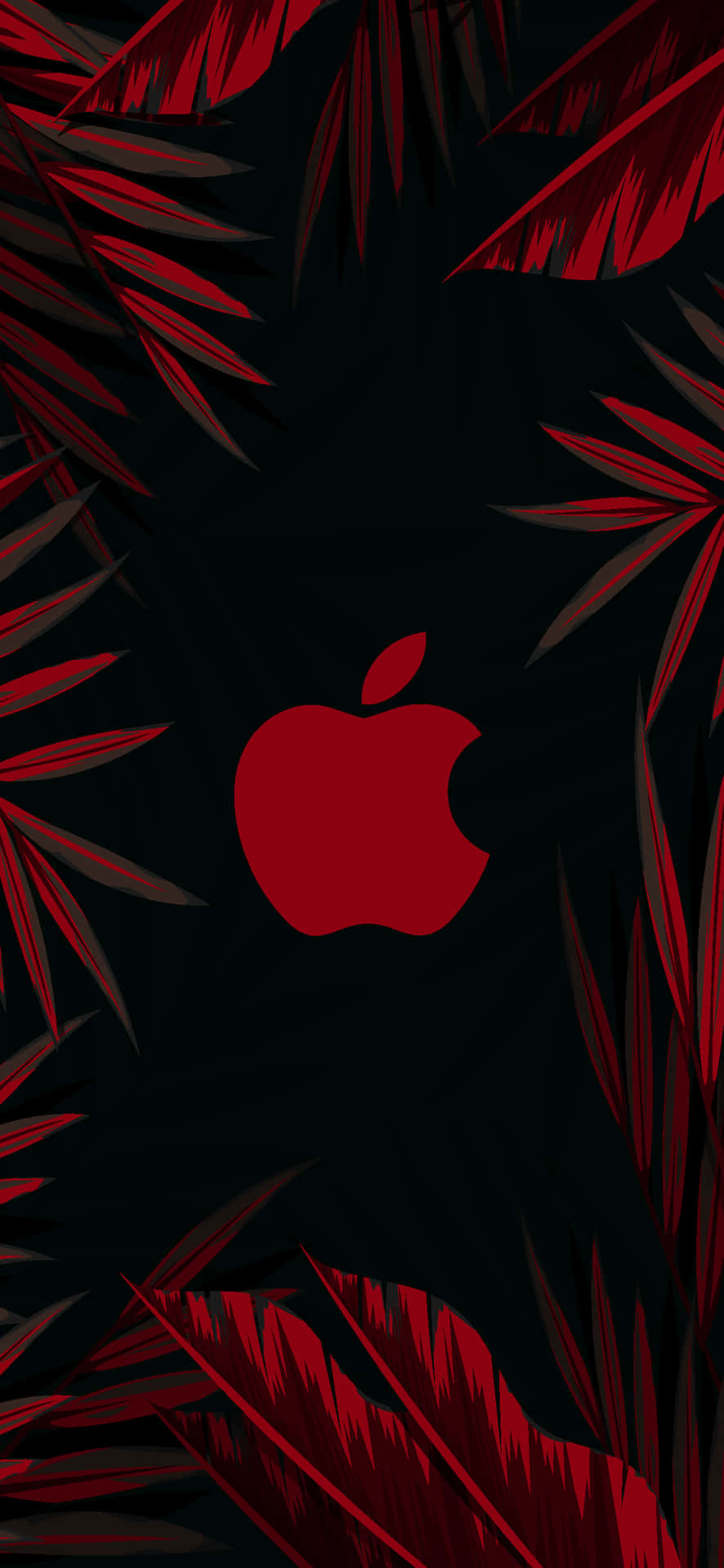 Rødt Logo Med Blad Fantastisk Apple HD iPhone Tapet Wallpaper