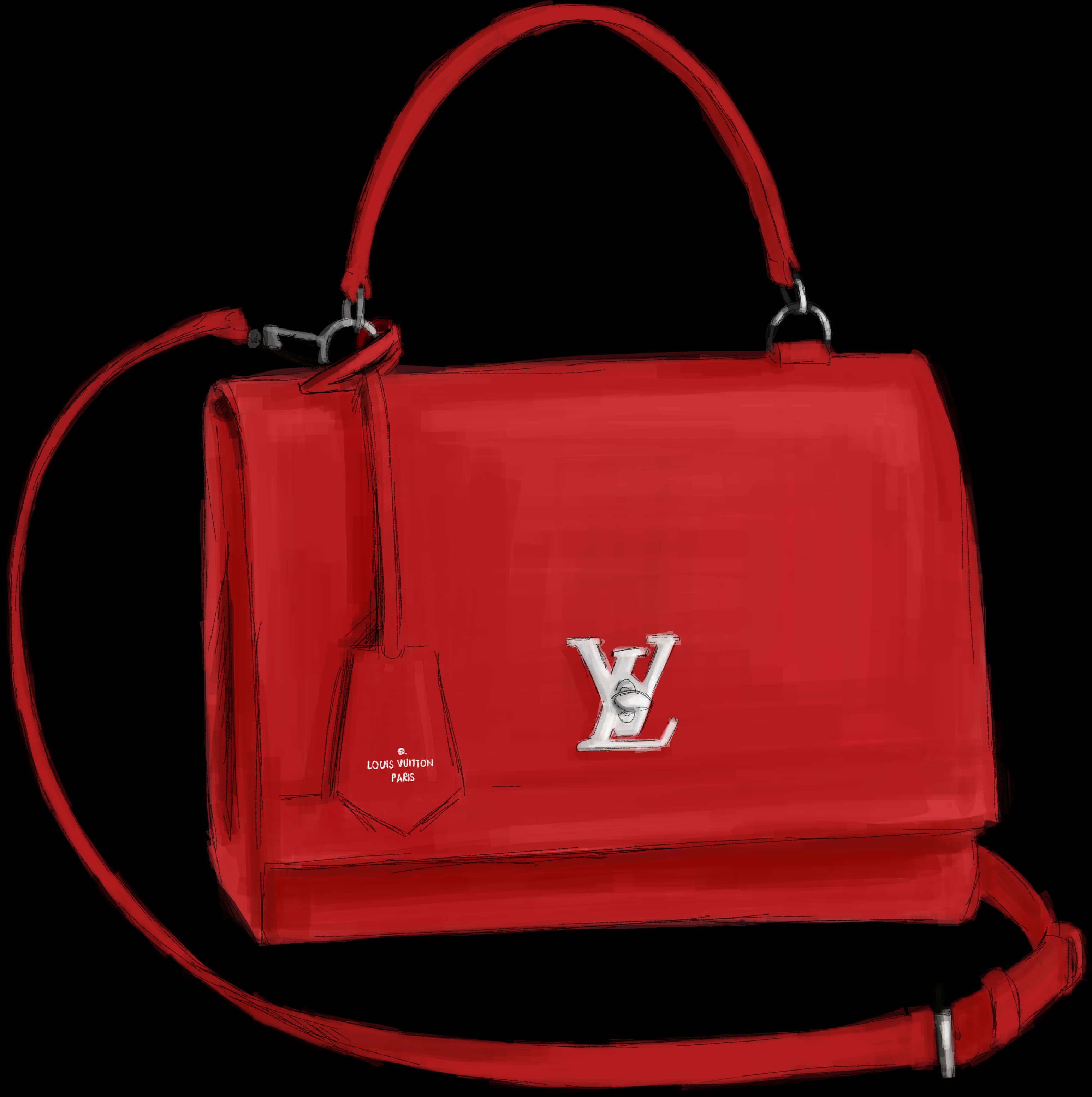 Red Louis Vuitton Handbag Illustration PNG