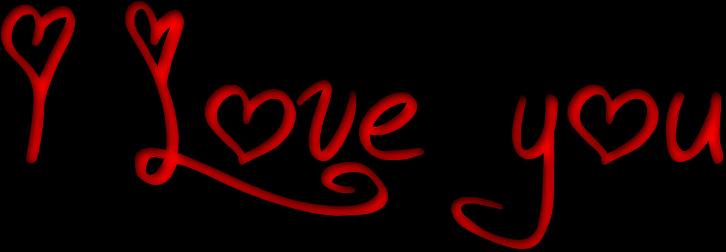Red Love You Calligraphy PNG