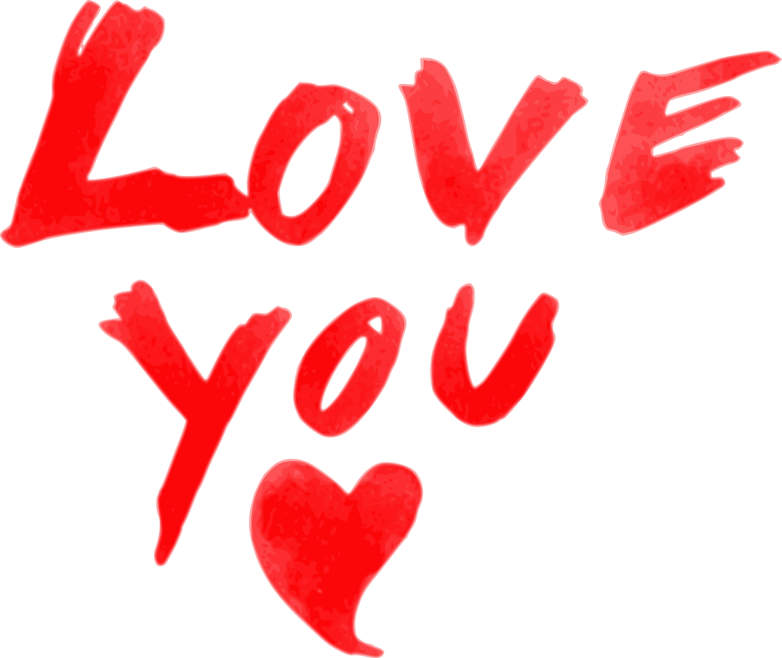 Red Love You Textwith Heart PNG
