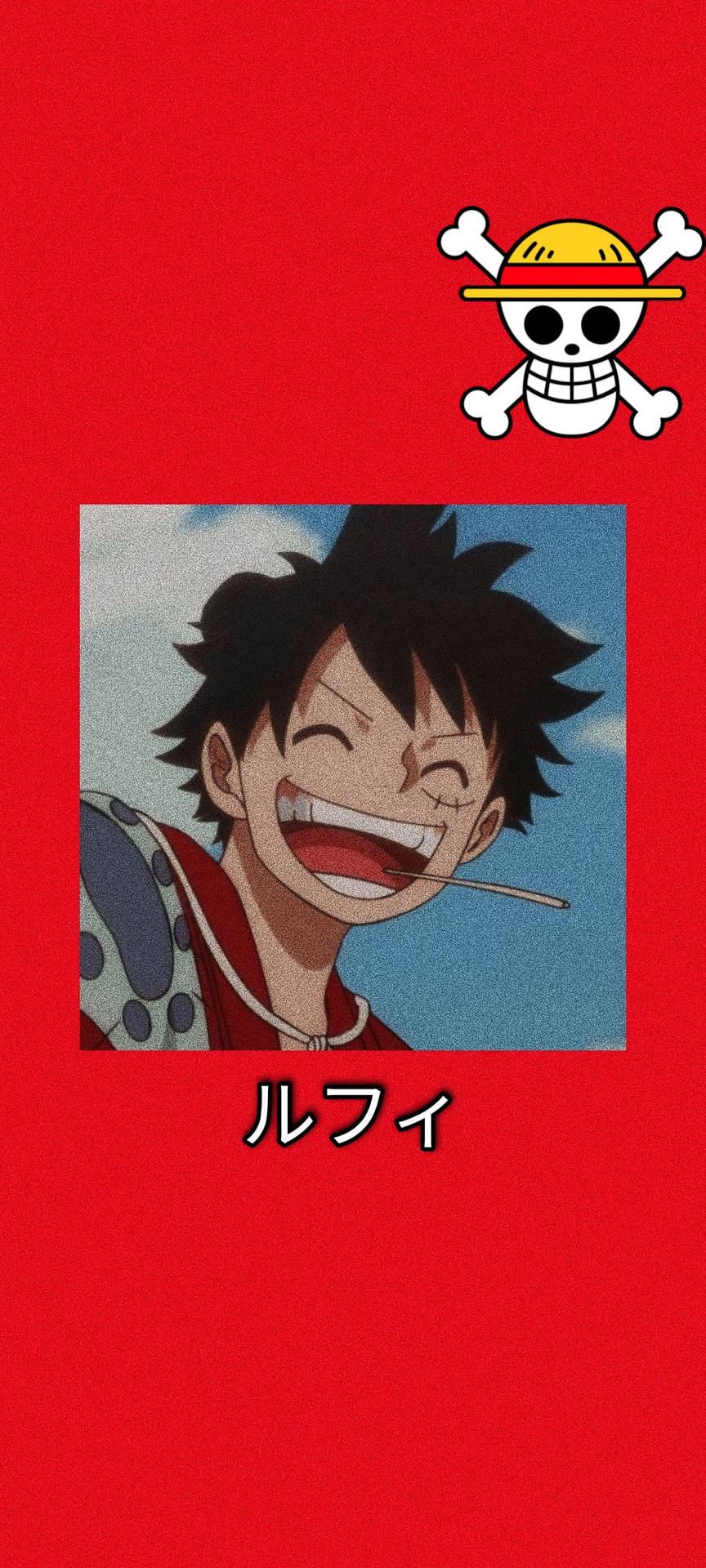 Red Luffy Aesthetic With Logo Background