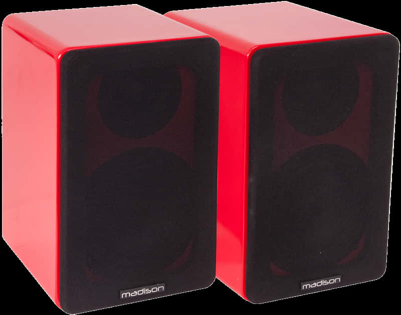 Red Madison Bookshelf Speakers PNG