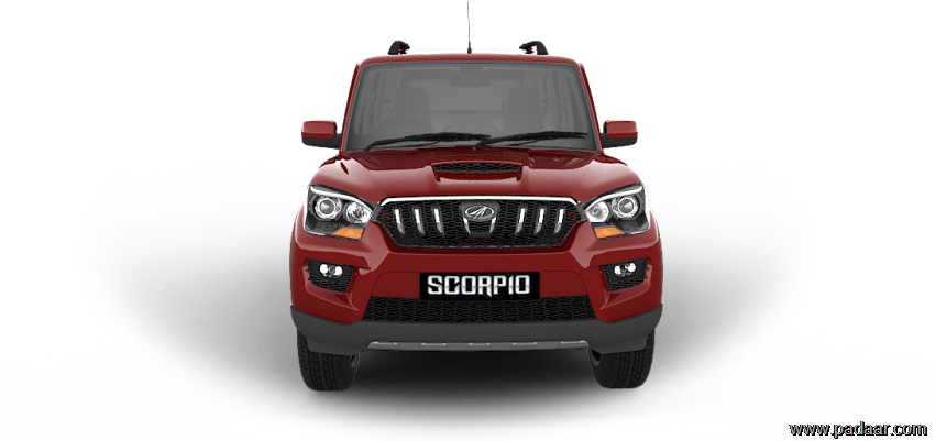 Red Mahindra Scorpio Front View PNG