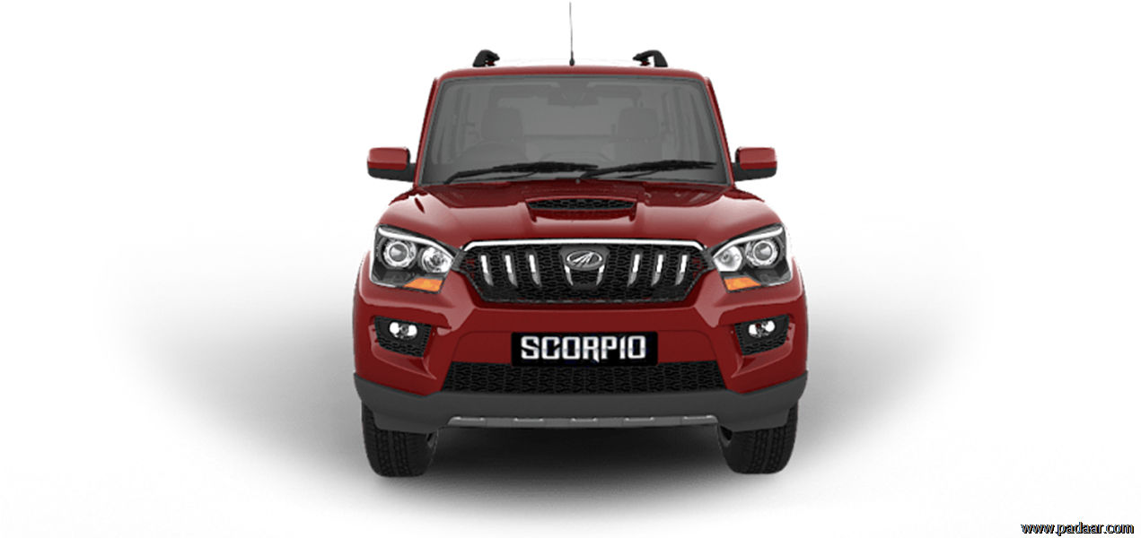Red Mahindra Scorpio Front View PNG