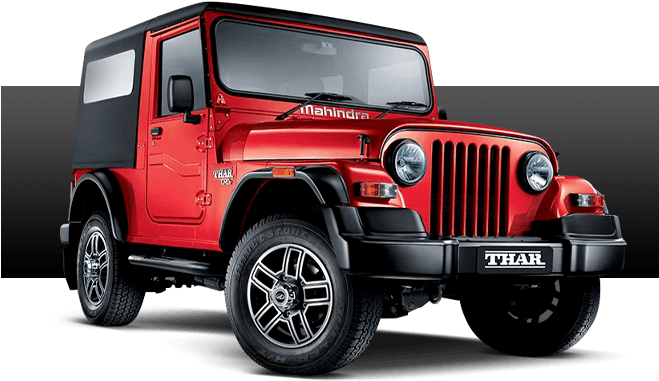 Red Mahindra Thar S U V PNG