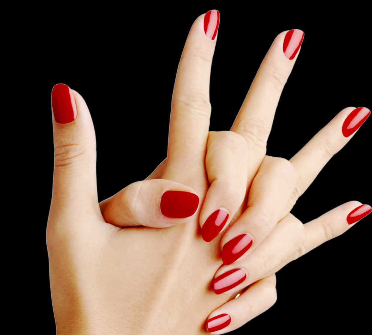 Red Manicured Nails Hand Gesture PNG