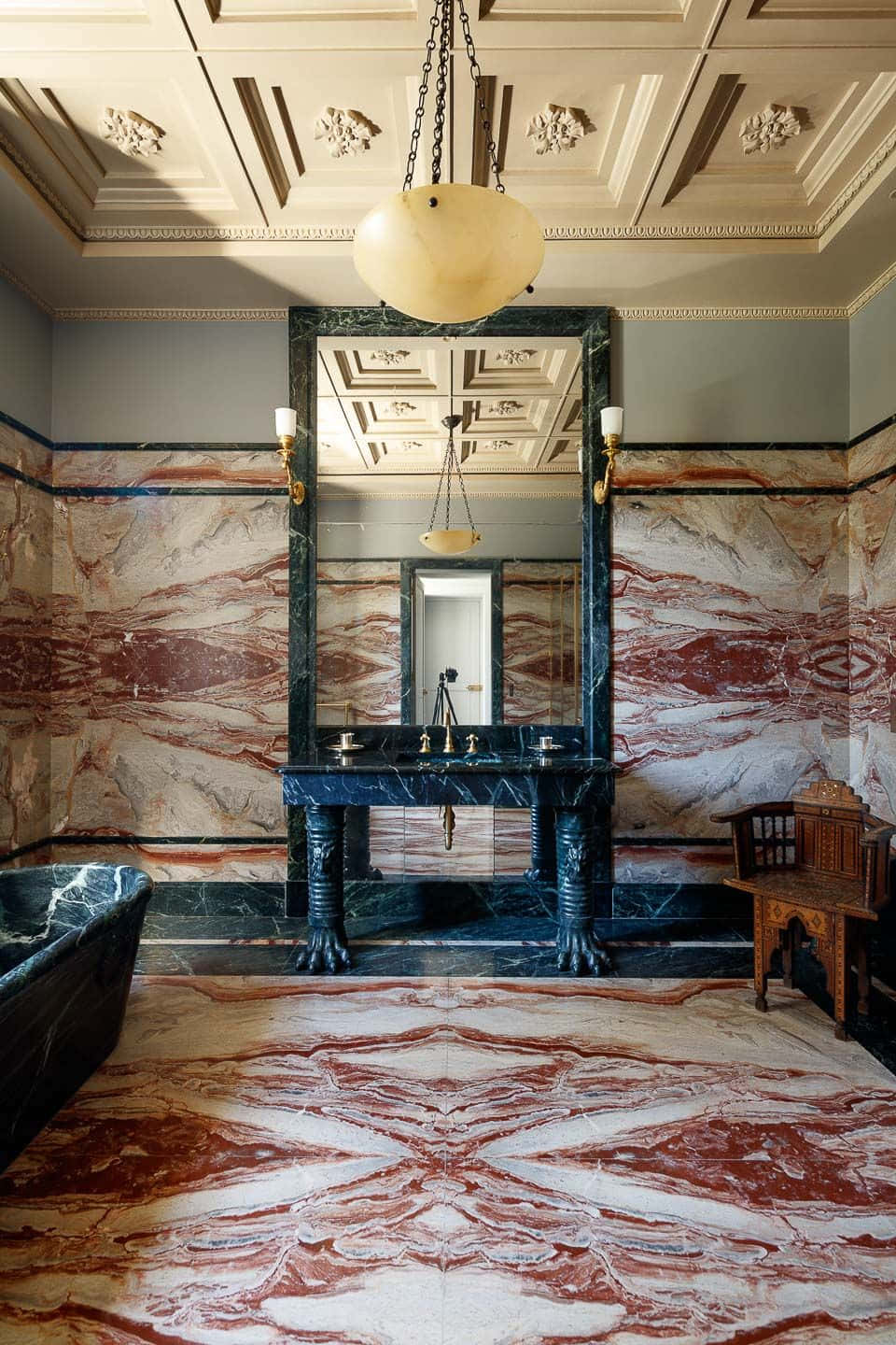 A Marble Floor In A Bathroom