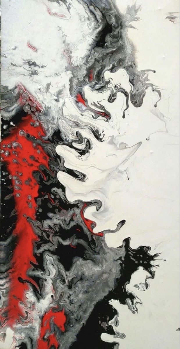 A Painting With Black And Red Colors