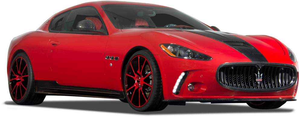 Red Maserati Gran Turismo Side View PNG