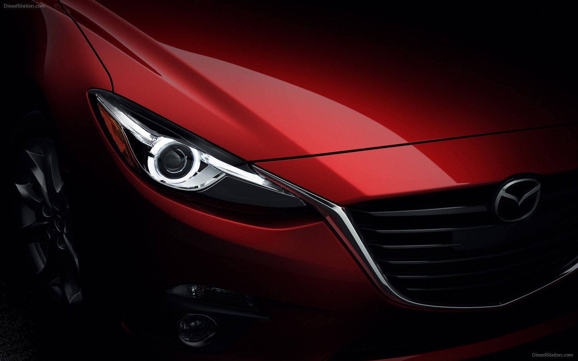 Red Mazda 3 Headlight Wallpaper