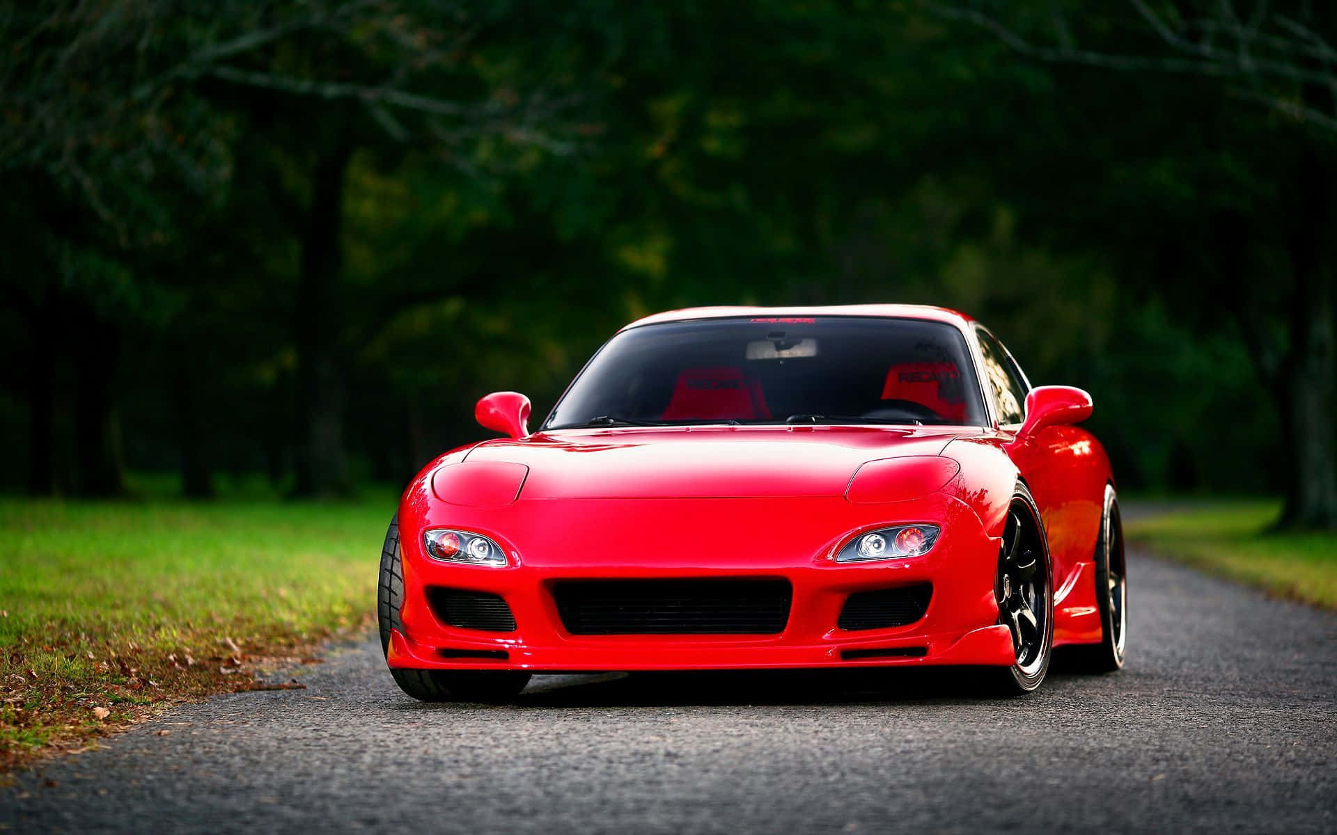 Red Mazda Rx 7 In Woods Wallpaper